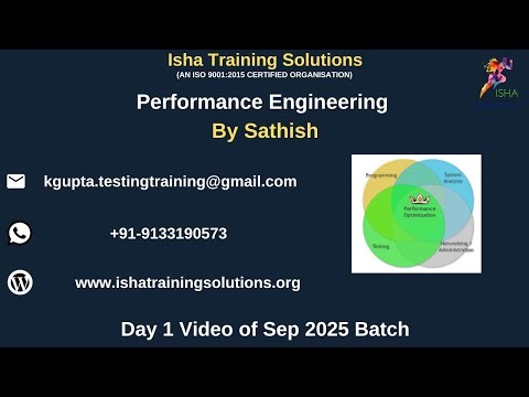 Performance Engineering Day 1 Video on 2nd Sep 2025.Contact/WhatsApp us on +91-9133190573 to enroll.