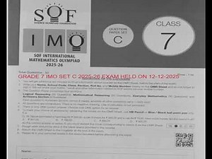 SOF Grade 7 IMO SET C 2025 - 26 ANSWER KEY | EXAM HELD ON 12-12-2025 #imo2025