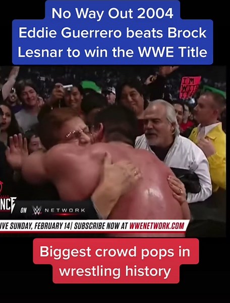 Biggest crowd pops in wrestling history: Eddie Guerrero beats Brock Lesnar to win the WWE Championship. #wwe #eddieguerrero #brocklesnar #fypシ