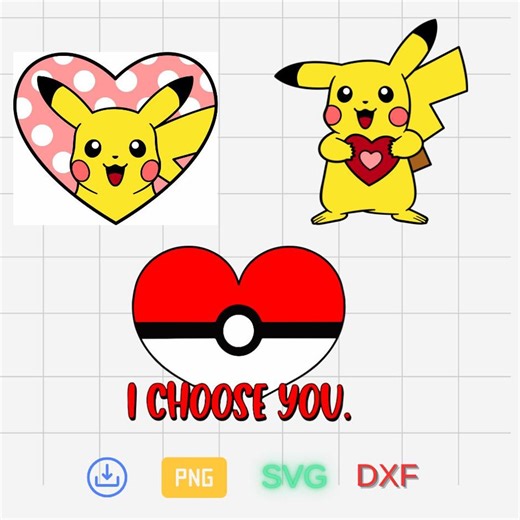 Love Pokemon Svg Bundle, Valentine’s Day Pikachu Png, Love Cartoon Movie Digital File - Etsy