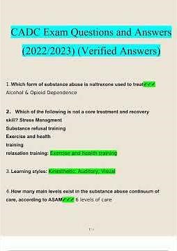 CADC Exam Questions and Answers 20222023 Verified Answers4530