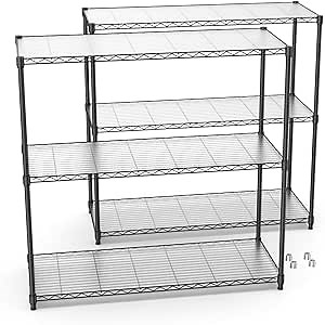 3 Tier NSF Metal Shelf Wire Shelving Unit - Set of 2, 1050lbs Capacity Heavy Duty Adjustable Storage Rack with Shelf Liners 48" H x 48" L x 18" D, Extensible to 6 Tier 2100lbs Shelving Designs, Black