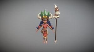 barbarian girl - 3D model by oumomo