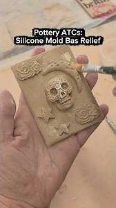 pottery Artist Trading Card technique: silicone mold bas relief. #pottery #atc #siliconemolds