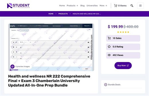 Health and Wellness NR 222 Comprehensive Final   Exam 3 Chamberlain University - Etsy