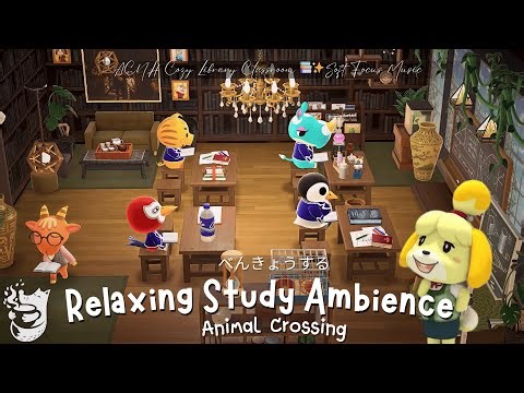 ACNH Cozy Library Classroom 📚✨ Relaxing Study Ambience & Soft Focus Music