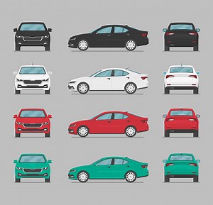 Vector sedan auto. Cartoon car in flat style.