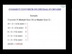 Comment convertir du décimal en binaire