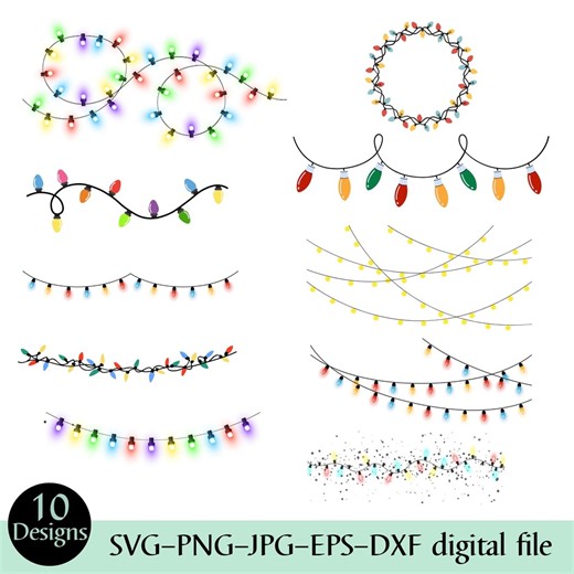 Christmas Lights SVG, Christmas Light String SVG, Christmas Lights Png Eps, Christmas Silhouette Svg, Christmas Cut File Vector, Cricut - Etsy