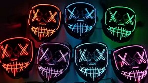 Halloween Mask, LED Light Up Mask Cosplay Costume, Scary Mask with 3 Lighting Modes, Glowing Anonymous Mask for Boy Girls