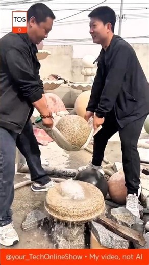 STONE fountain magic 💦🪨😲 #shorts #crafts #skills #satisfying #stonework