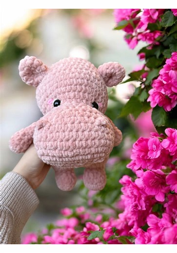 Crocheted this cute hippo. Lemme know what you guys think! Available now on my Etsy and website. Links are on my page 🤗 #crochetersoftiktok #handmade #diy #crafts #supportsmallbusiness