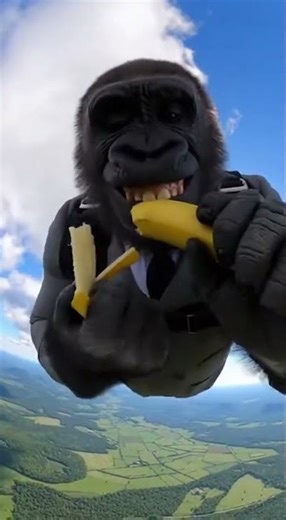 Gorilla Eating Banana While Skydiving 🍌🦍 #shorts #funny #viral