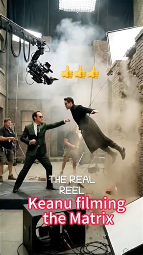 Keanu Reeves filming the Matrix - behind the scene