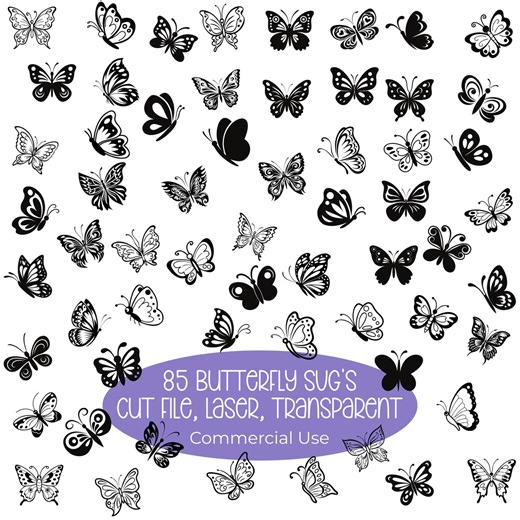 Butterfly SVG Bundle, 85 Butterfly SVG Files, Cut File, Laser, Cricut Clipart, Transparent PNG, Digital Download, Commercial Use - Etsy