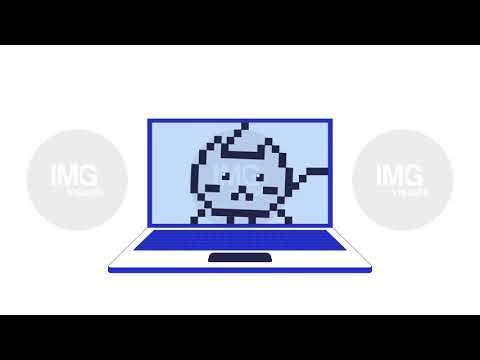 Pixel art cat displayed on laptop screen 2D cartoon object animation