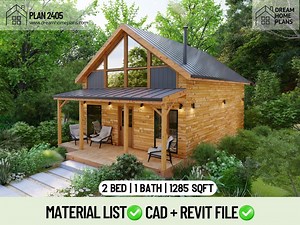 Rustic Cabin House Plan With Loft: 2 Bed, 1 Bath (digital Download) - Etsy