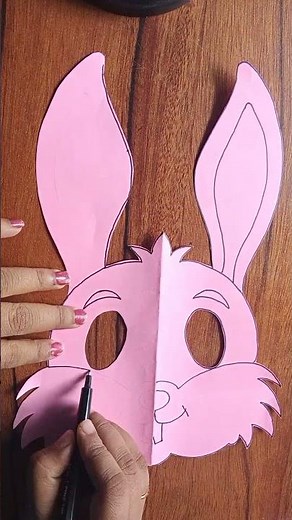 easy rabbit mask 🎭 making/handmade paper bunny rabbit mask #viral #diy #craft #papercraft