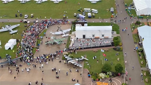 Some more air to ground footage of the Warbirds in Review 2025 crowds at the Joe Peterburs and Me-262 presentation this morning! | EAA - Warbirds of America