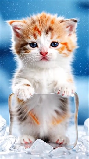 Frozen Kitten Pops Out of Ice! 😻✨ | Adorable Cat Animation #cat #ducklingspro #cuteanimal