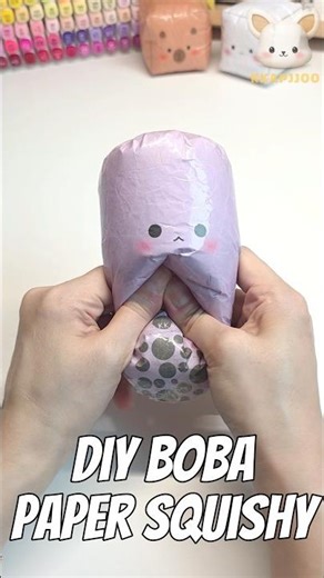 DIY Paper Squishy | Boba (bubble tea)-So Satisfying #craft #freetemplate #howtomake #fidgettoys