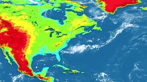 Realistic topographic earth world map. Detailed world atlas seamless looping animation. Elevation mountain map.