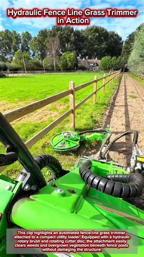 Hydraulic Fence Line Grass Trimmer in Action