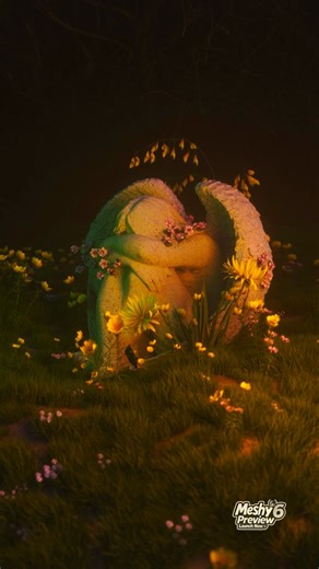 Fasiha Rauf on Instagram: "Built this scene around a single form, focusing on light, stillness, and mood 🌼 @meshy.ai is really helpful for creating 3D assets that you can use in your creative workflow #Meshy6Preview #SculptingLevelAI #MeshyAI #AI3D #cgartist"