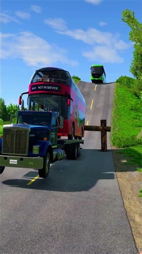 Long City Buses & Truck vs Log Trap - BeamNG.drive #shorts #beamngdrive #beamng