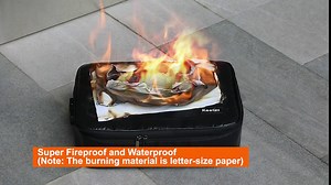 KeeQii Fireproof Document Bag, Waterproof File Organizer Bag with Lock (10.6x4x14 in), Safe Storage Box Portable Multi-Layer Bag for Cash, Card, Passport, Check, Bill, Ideal for Travel, Home, Office