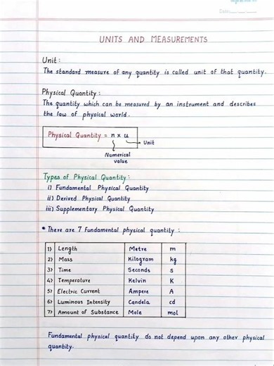 Units and MeasurementsClass 11 Physics Notes| Physical Quantities SI Units & Fundamental Quantities|
