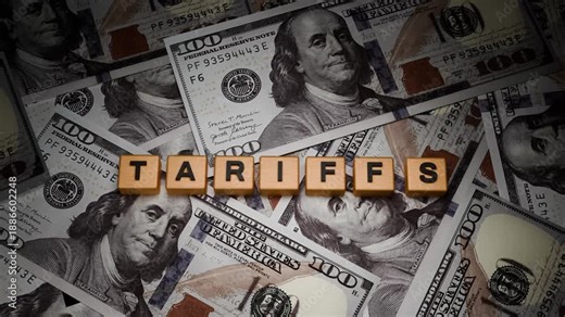 4K 3D Video Animation of Tariffs Concept with US Dollar Banknotes, Trade Policy and Economic Impact, Slow Camera Zoom Out