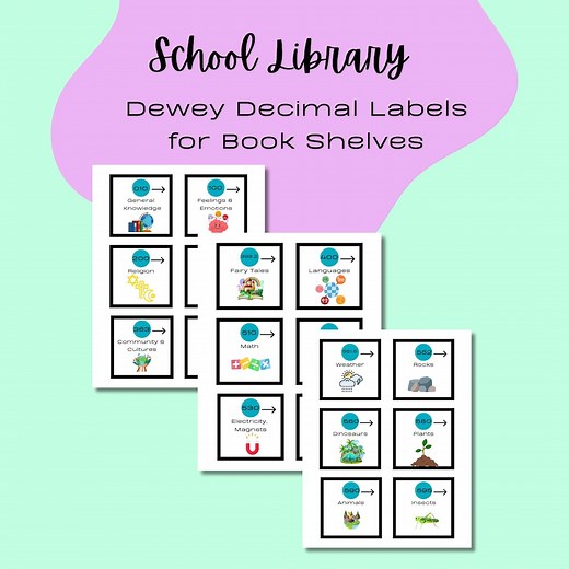 Simplified Dewey Decimal Library Shelf Labels | Printable School Library Signs | Organize Non-fiction Sections | Instant Digital Download - Etsy