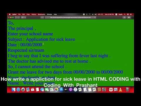 How write a application for sick leave in HTML CODING with Coding_With_ Prashant