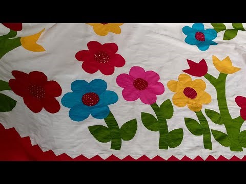 Applique work bed sheet/applique work tutorial #applique
