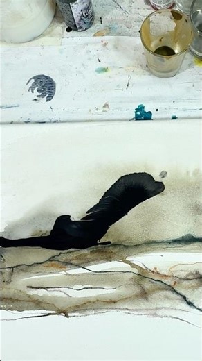 I Made a Giant Pool of Swirling Paint #acrylicink #art #mixedmedia