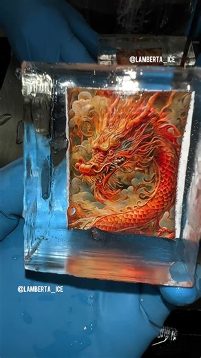 Ice logo 🐉 #icecube #clearice #logodesign #lambertaice #satisfyingvideo