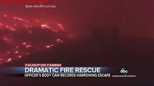 12K views · 97 reactions | DRAMATIC FIRE RESCUE: New police body cam shows a sheriff's deputy racing to rescue people trapped by the devastating Camp Fire and what he thought to be the last moments of his life in Paradise, California. David Muir reports. https://abcn.ws/2P7Zbmk | ABC World News Tonight with David Muir | Facebook