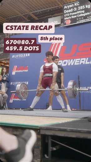 KC on Instagram: "TX Collegiate States Recap 5th place, 459.5 DOTS (+24.7) 670kg @80.7 (+37.5) s (2/3): 232.5/513 (-2.5) b (2/3): 152.5/336 (-7.5 all time, +7.5 meet) d (3/3): 285/628 (+25 all time, +30 meet) Gonna keep it short, failing that 242.5 squat stung but we still showed up and did what was needed to get where we wanted. Thank you bros to the guys for the support, zoe and max for handling me, and dshel the GOAT for making all of this possible 🏎️ #ROADTO500DOTS"