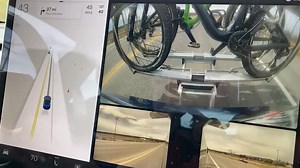 FSD inactive, but you can see car wants to swerve due to "truck" on rear bumper.