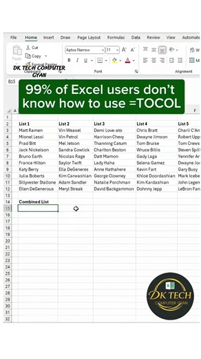 574K views · 4.6K reactions | TOCOL function in Excel #fblifestyle #Microsoft #short #exel #explore | DK TECH Computer GYAN | Facebook