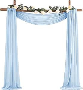 Socomi Wedding Arch Draping Fabric 2 Panels 29" x 19Ft Baby Blue Sheer Chiffon Curtain Drapes 6 Yards for Wedding Ceremony Birthday Party Decoration