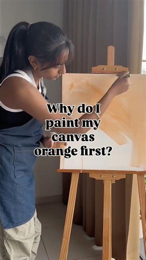 Why do I paint orange first? #canvaspainting #artprocess #art #acrylicpaintingtechniques