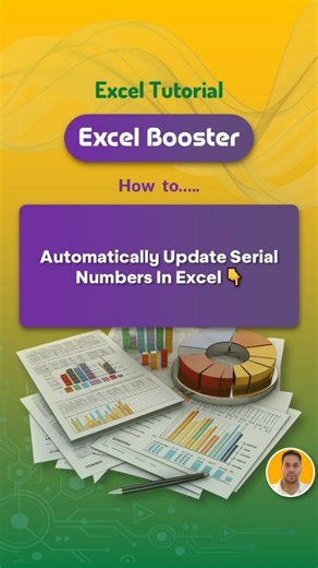 Excel Booster | Excel Guru on Instagram: "Here are the best ways to automatically update serial numbers in Excel, so they add, adjust, or recalculate automatically when data changes 👇 ✅ Method 1: Auto Serial Number Based on Data Entry (Recommended) Use this when serial numbers should appear only when data exists. Formula =ROW()-ROW(Table[#Headers]) These Excel tricks are perfect for: ✔ Data entry sheets ✔ Excel dashboards ✔ Dynamic reports ✔ Professional spreadsheets 📌 No VBA required 📌 Begin