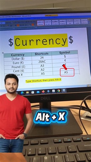💰 MS Word Currency Symbol Shortcut Tricks! #shorts