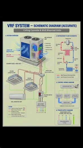 VRF System Working Principle & Schematic Diagram Explained | HVAC Engineering #trending #viral #hvac