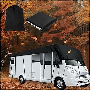 Trailer Cover - 210D Oxford Cloth Class C Rv Cover - Foldable Storage, Easy to Clean - Black - 8.5m3m