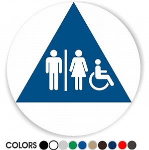 Accessible California Geometric Restroom Door Sign with pictograms