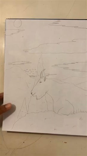 Watch me hand ￼draw a Rocky Mountain Goat￼. #handdrawing #goat #art