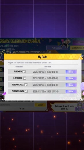 All 4 Redeem Code PUBG Mobile 🎉8th Anniversary Carnival Event | Free Rewards & Character Vouchers 🔥